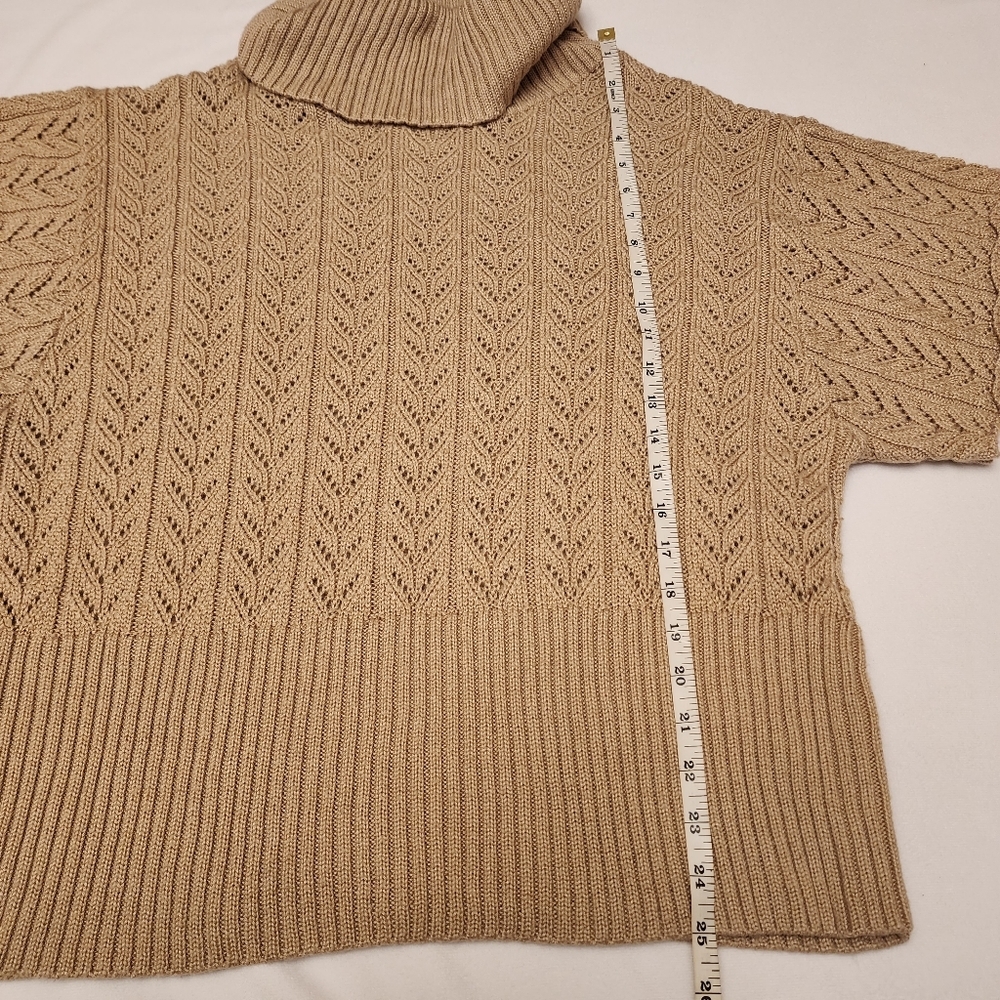 Tan Pullover Turtleneck Half Sleeve Sweater Size 14 - Picture 11 of 14